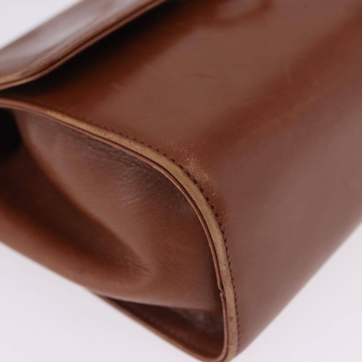 Salvatore Ferragamo Gancini Shoulder Bag Leather Brown Gold Auth 202457