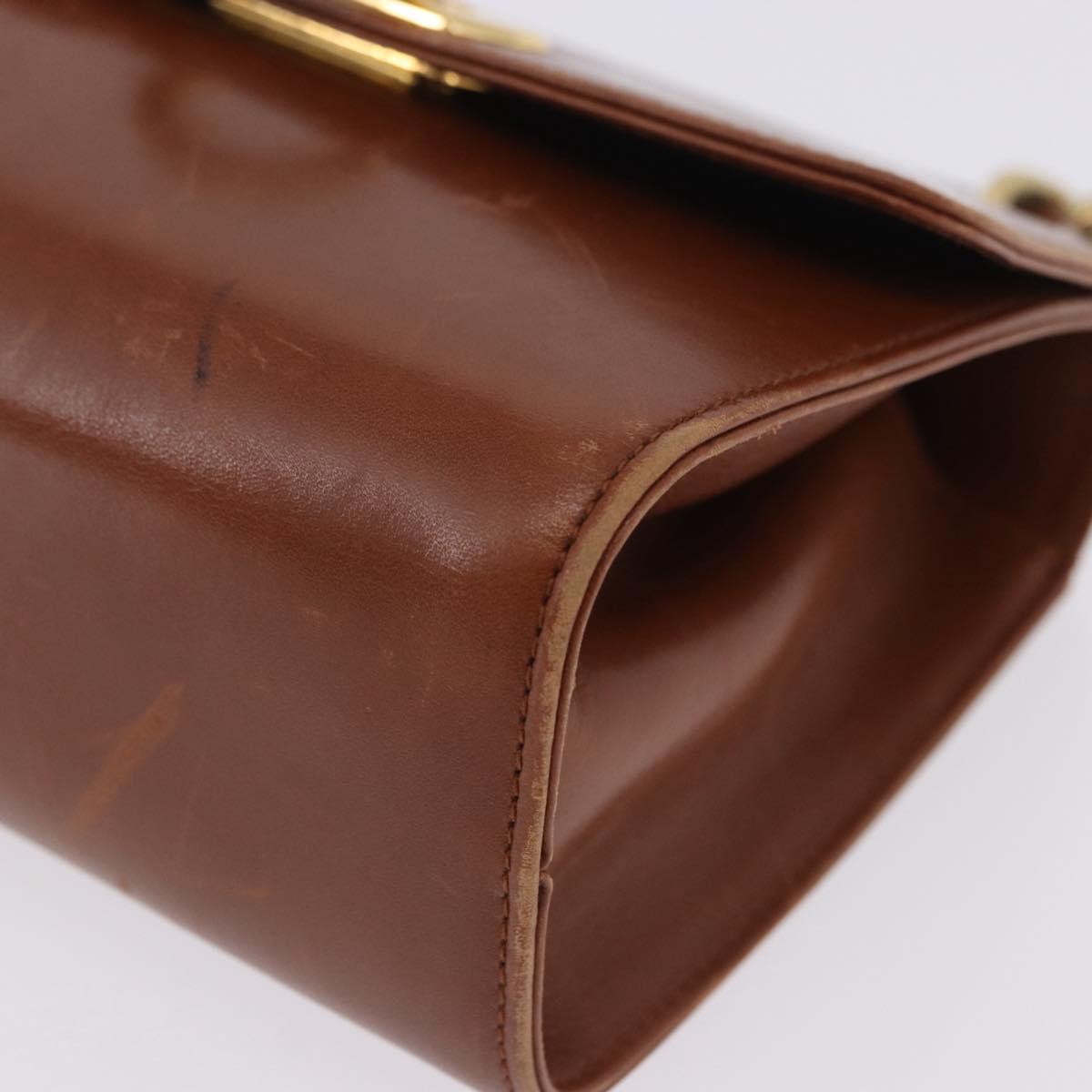 Salvatore Ferragamo Gancini Shoulder Bag Leather Brown Gold Auth 202457