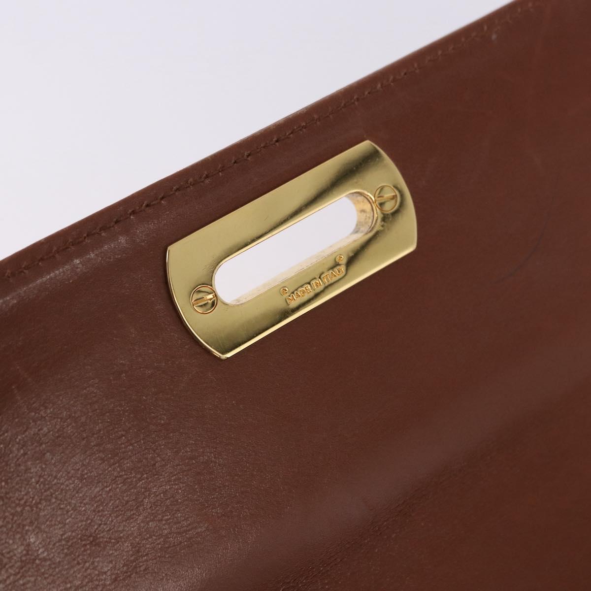 Salvatore Ferragamo Gancini Shoulder Bag Leather Brown Gold Auth 202457