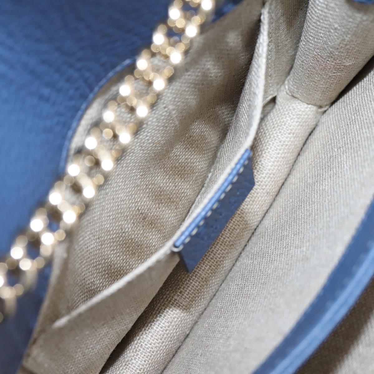 GUCCI Interlocking G Chain Shoulder Bag Leather Blue Gold 510304 Auth 202459V