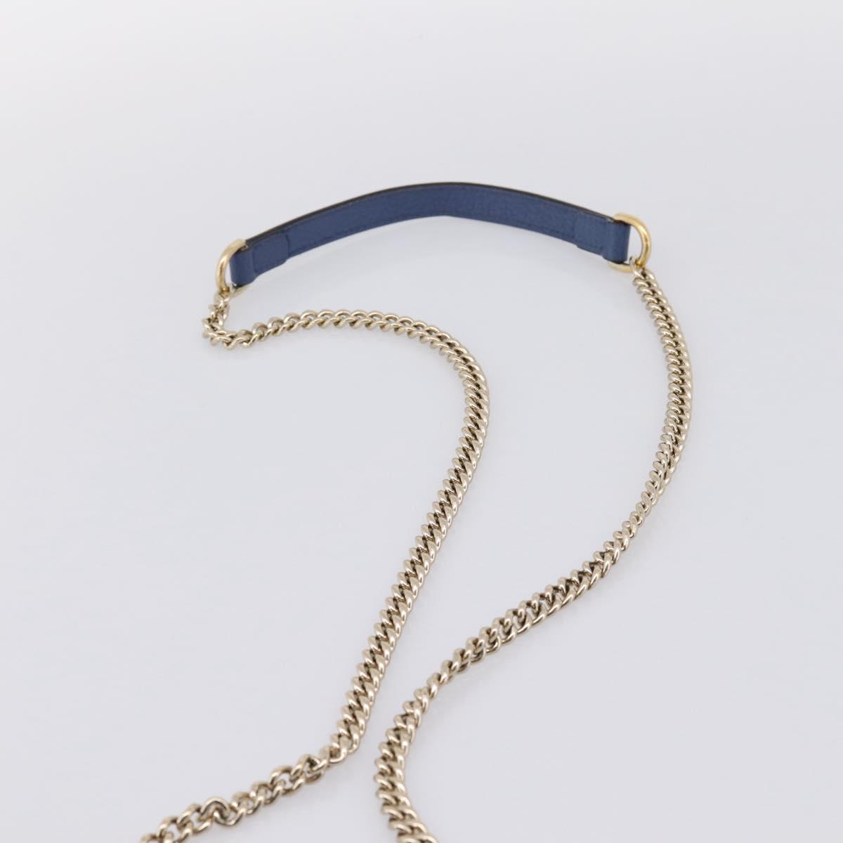 GUCCI Interlocking G Chain Shoulder Bag Leather Blue Gold 510304 Auth 202459V