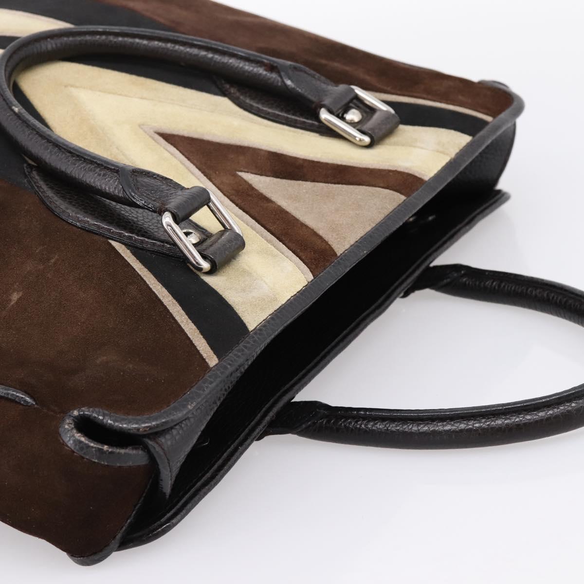 LOUIS VUITTON Kabainsbruck Hand Bag Suede Brown Silver M95245 LV Auth 202462A