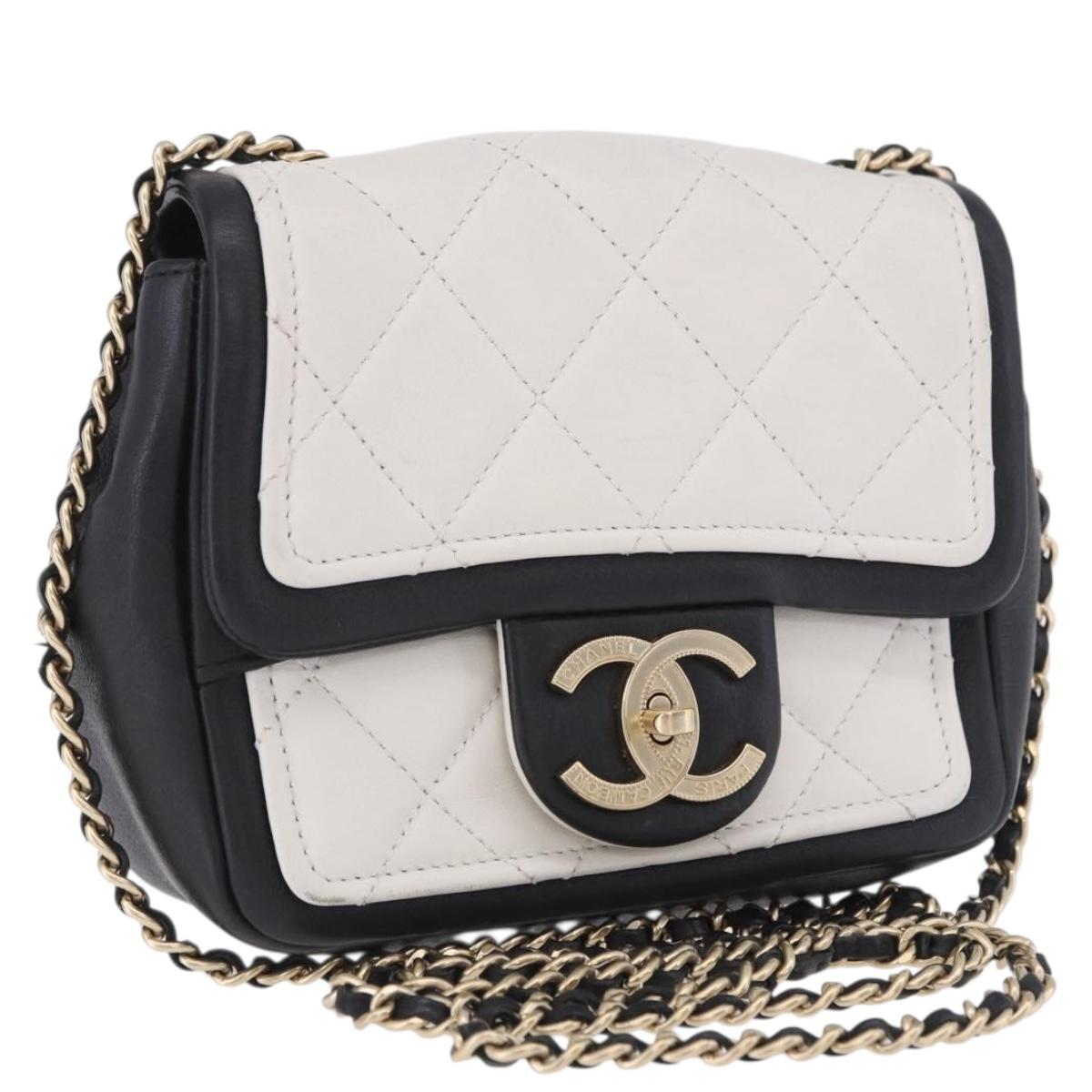 CHANEL Matelasse Chain Shoulder Bag Lamb Skin Black Gold CC Auth 202464SAM