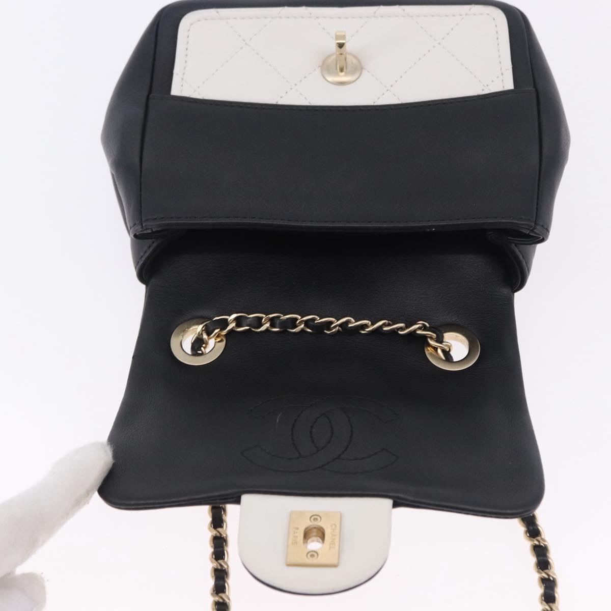 CHANEL Matelasse Chain Shoulder Bag Lamb Skin Black Gold CC Auth 202464SAM