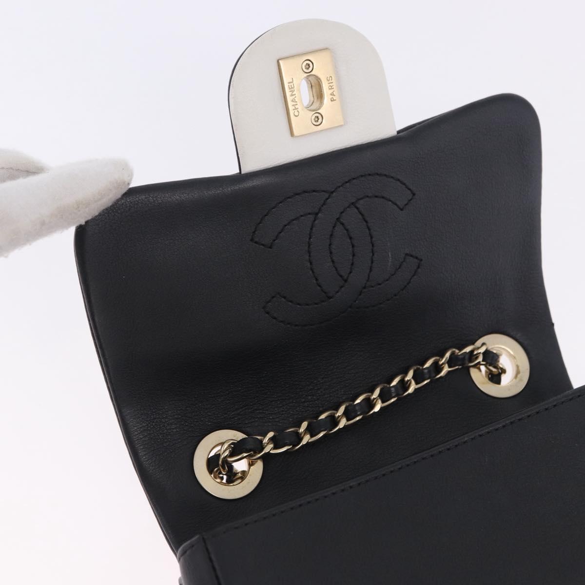 CHANEL Matelasse Chain Shoulder Bag Lamb Skin Black Gold CC Auth 202464SAM