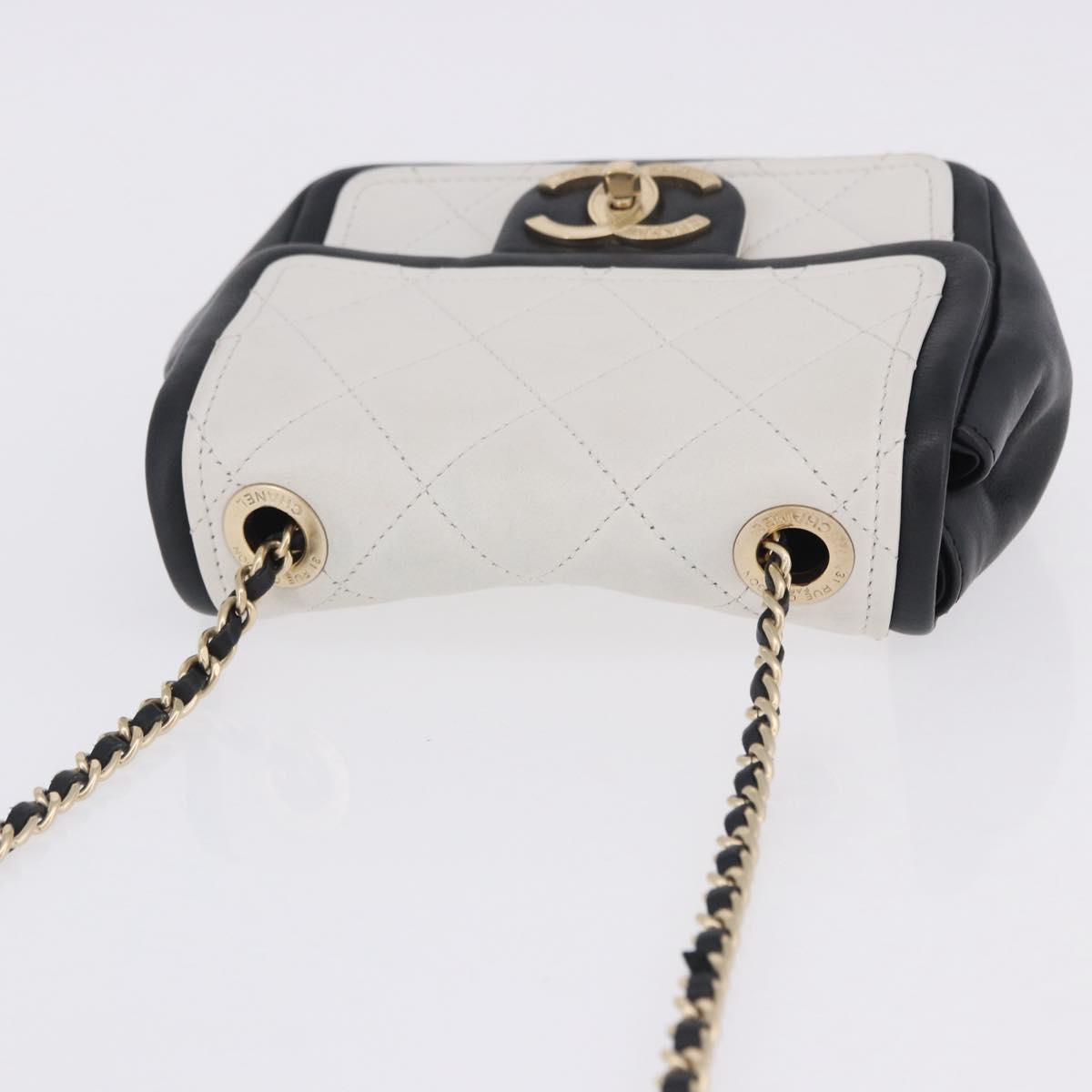 CHANEL Matelasse Chain Shoulder Bag Lamb Skin Black Gold CC Auth 202464SAM