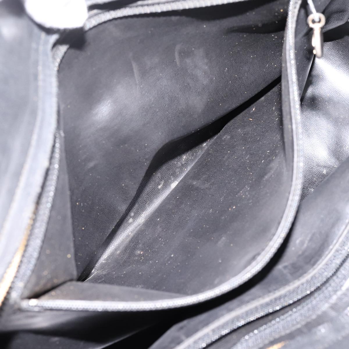 CHANEL V Stitch Hand Bag Leather Black Gold CC Auth 202466