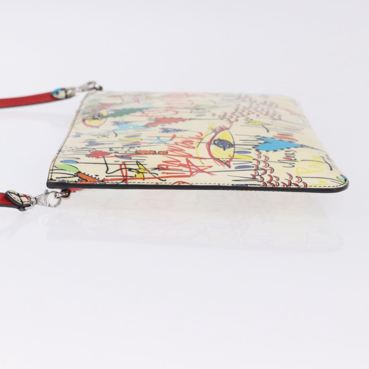 Christian Louboutin Shoulder Bag Patent leather White Silver Auth 202472A