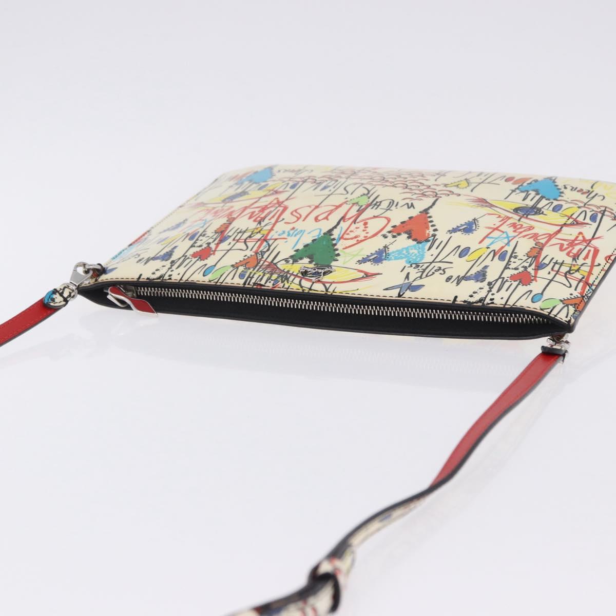 Christian Louboutin Shoulder Bag Patent leather White Silver Auth 202472A