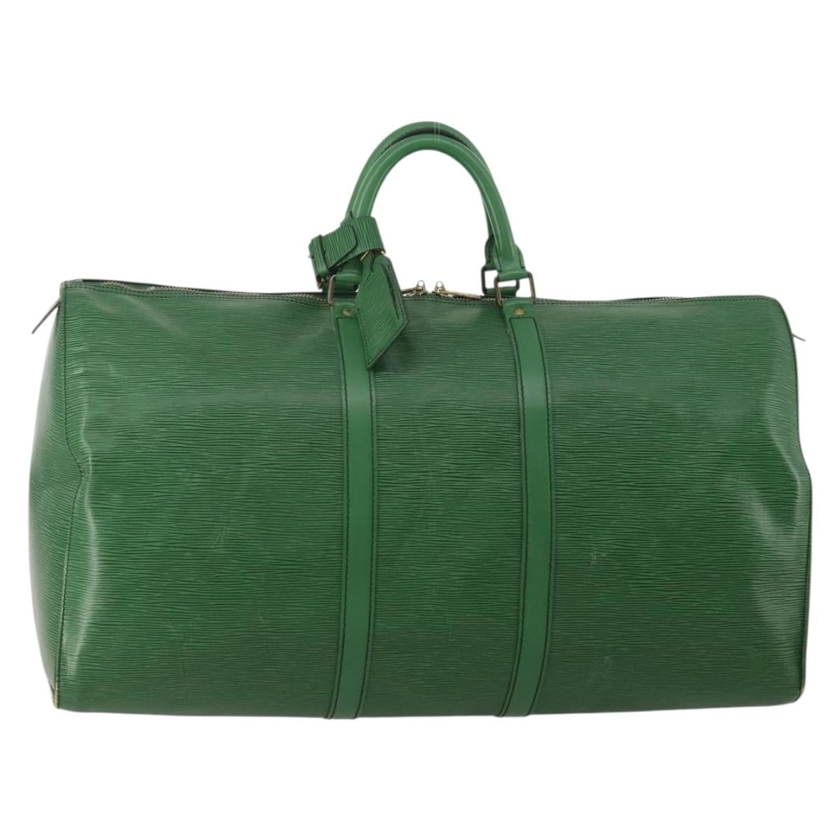 LOUIS VUITTON Epi Keepall 55 Boston Bag Green M42954 LV Auth 202475