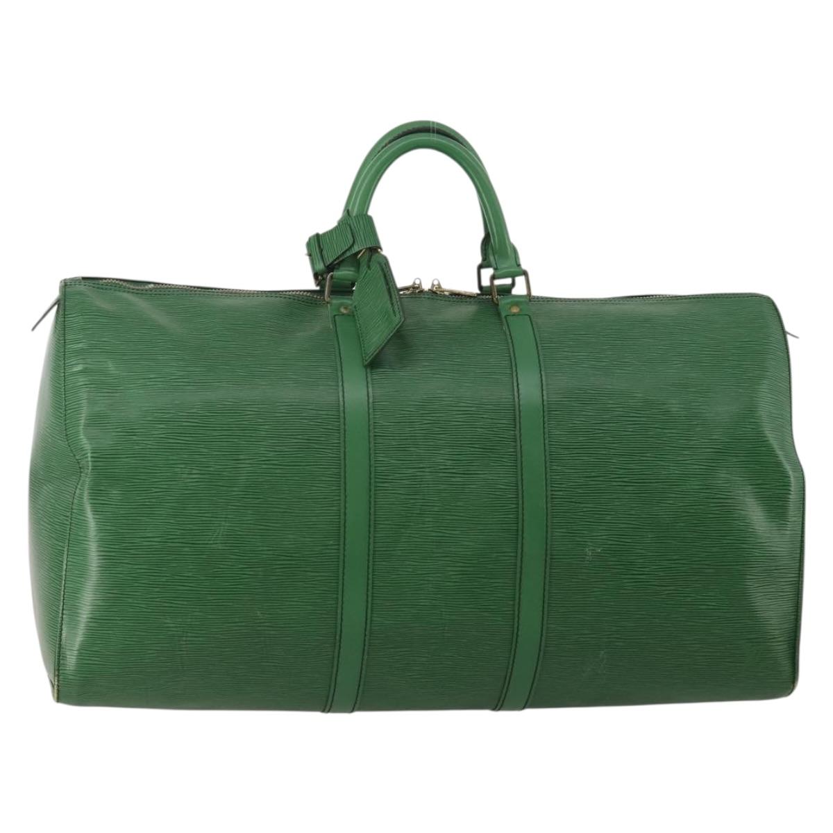 LOUIS VUITTON Epi Keepall 55 Boston Bag Green M42954 LV Auth 202475