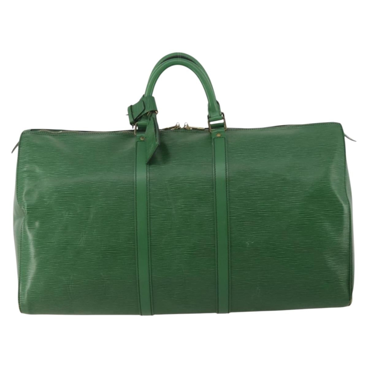 LOUIS VUITTON Epi Keepall 55 Boston Bag Green M42954 LV Auth 202475