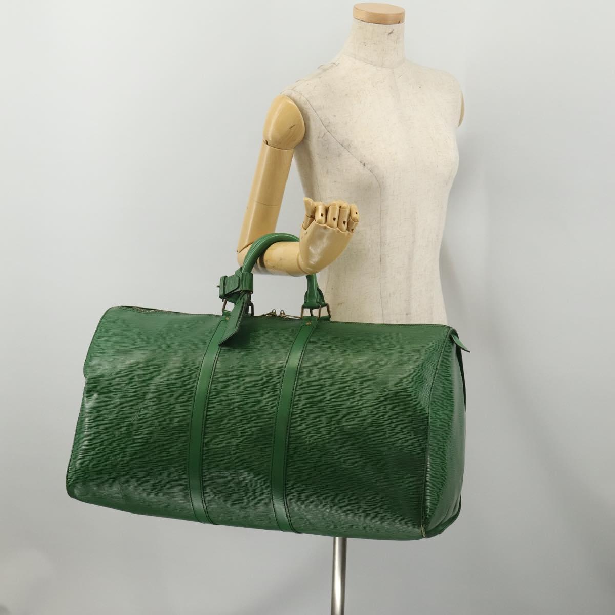 LOUIS VUITTON Epi Keepall 55 Boston Bag Green M42954 LV Auth 202475