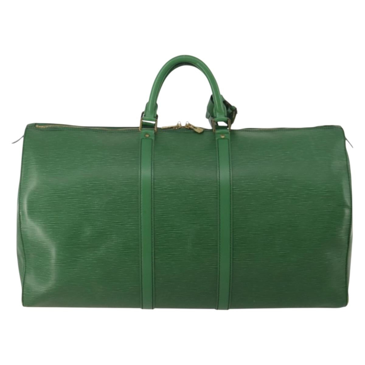 LOUIS VUITTON Epi Keepall 55 Boston Bag Green M42954 LV Auth 202475
