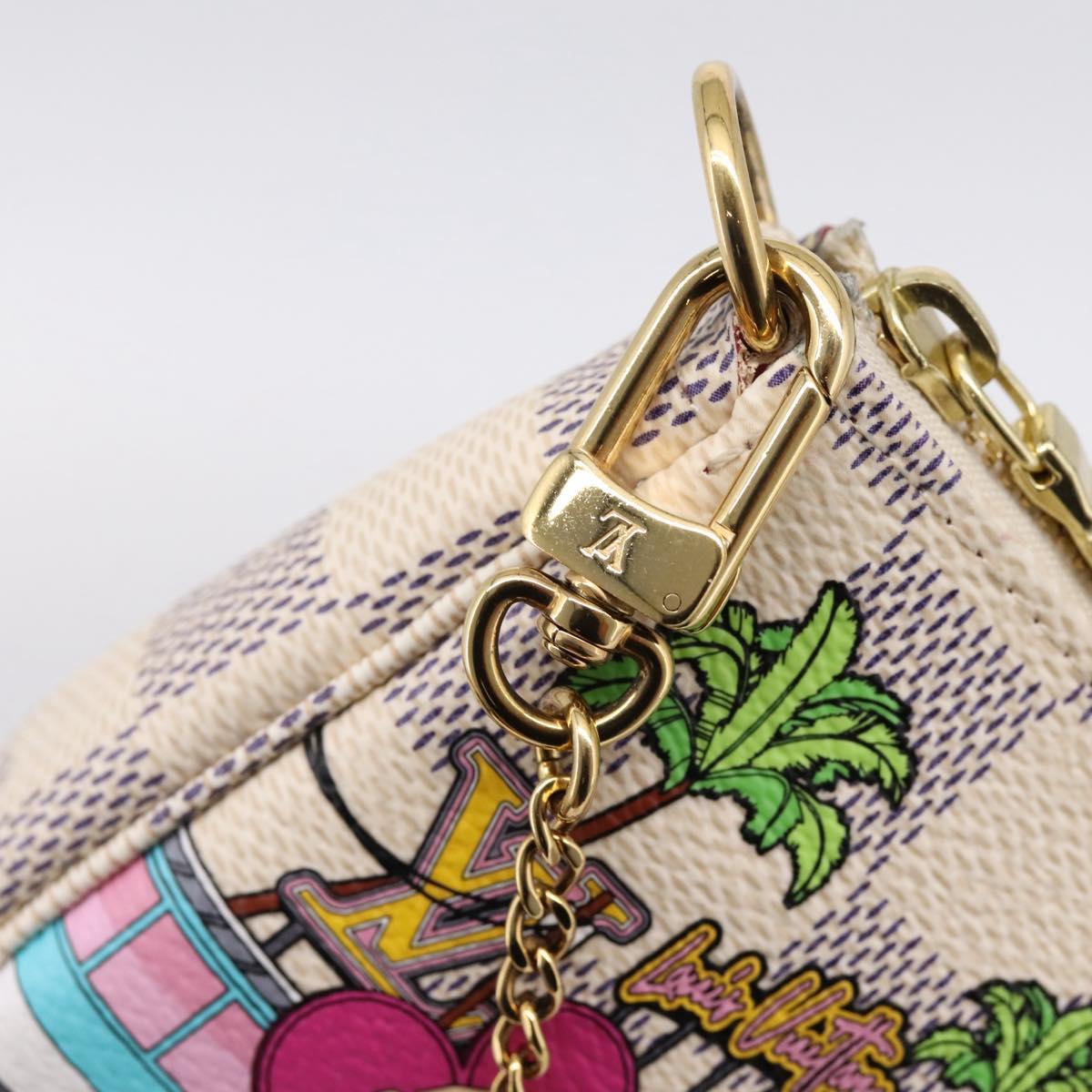 LOUIS VUITTON Damier Azur Vivienne Mini Pochette Pouch N60487 LV Auth 202478M