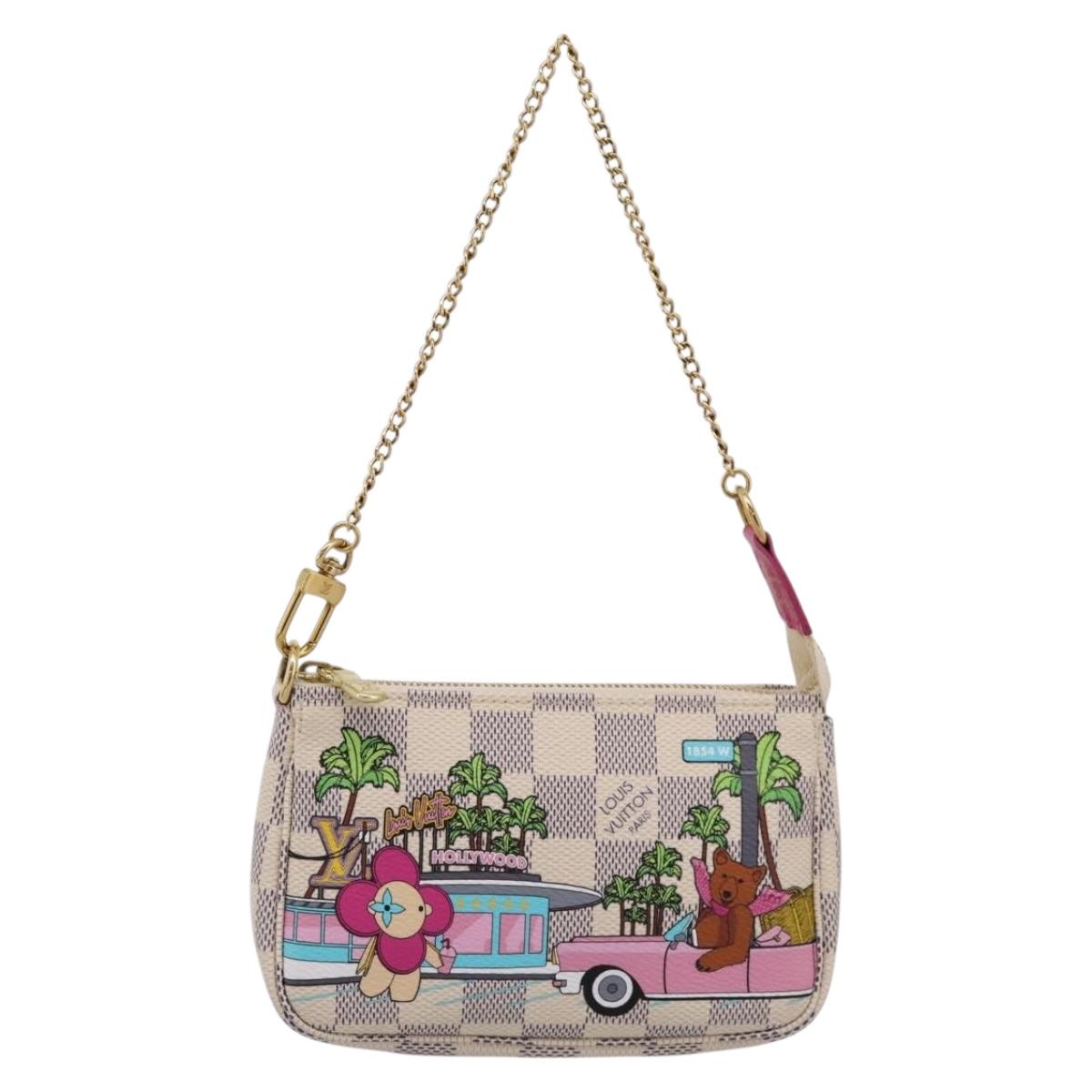 LOUIS VUITTON Damier Azur Vivienne Mini Pochette Pouch N60487 LV Auth 202478M
