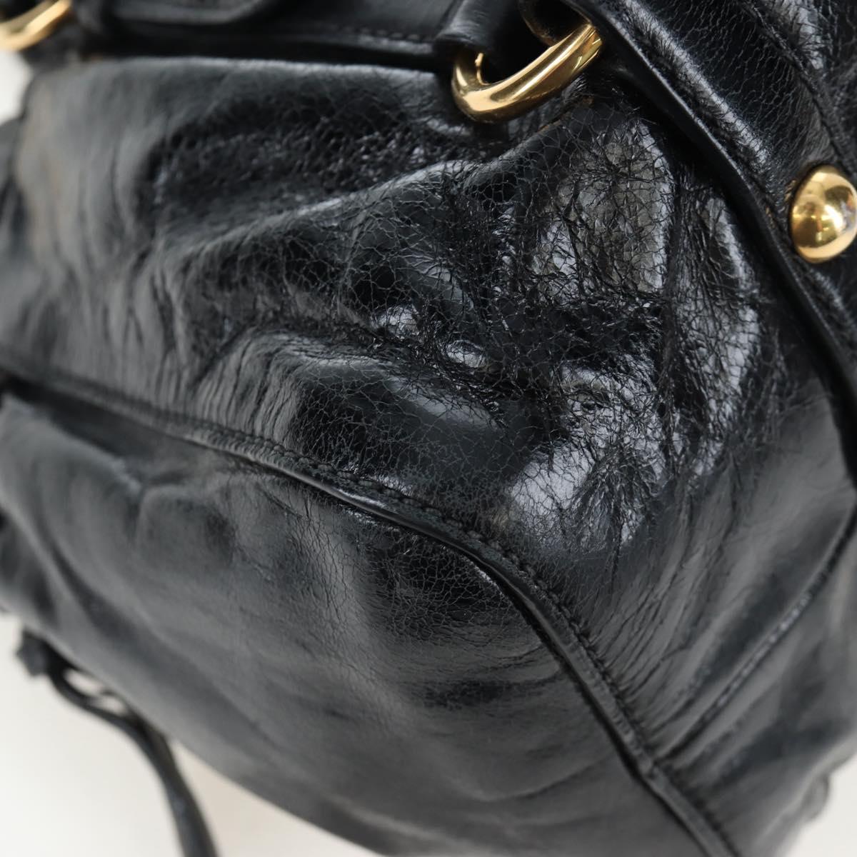 Miu Miu Hand Bag Vitellolux 2way Black Gold Auth 202488M