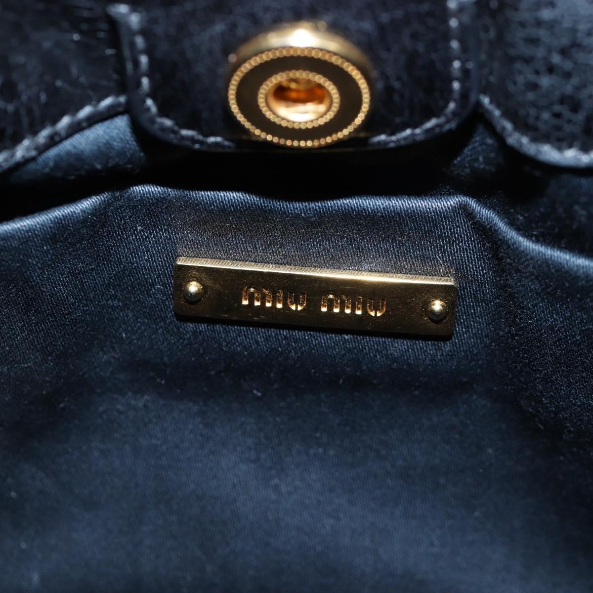 Miu Miu Hand Bag Vitellolux 2way Black Gold Auth 202488M