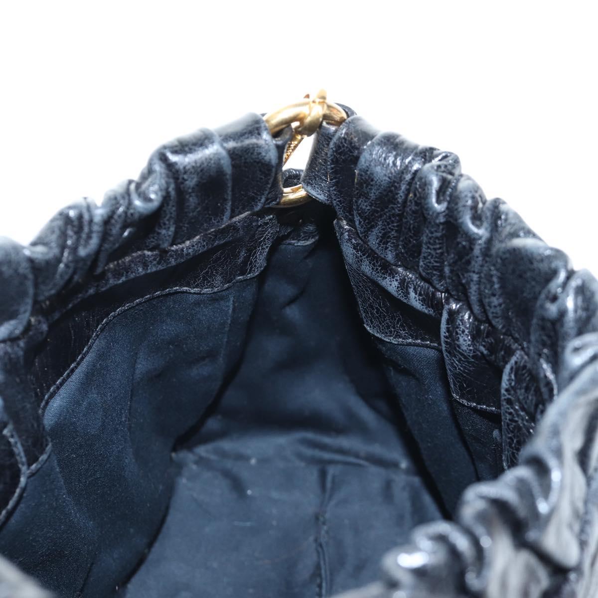 Miu Miu Hand Bag Vitellolux 2way Black Gold Auth 202488M