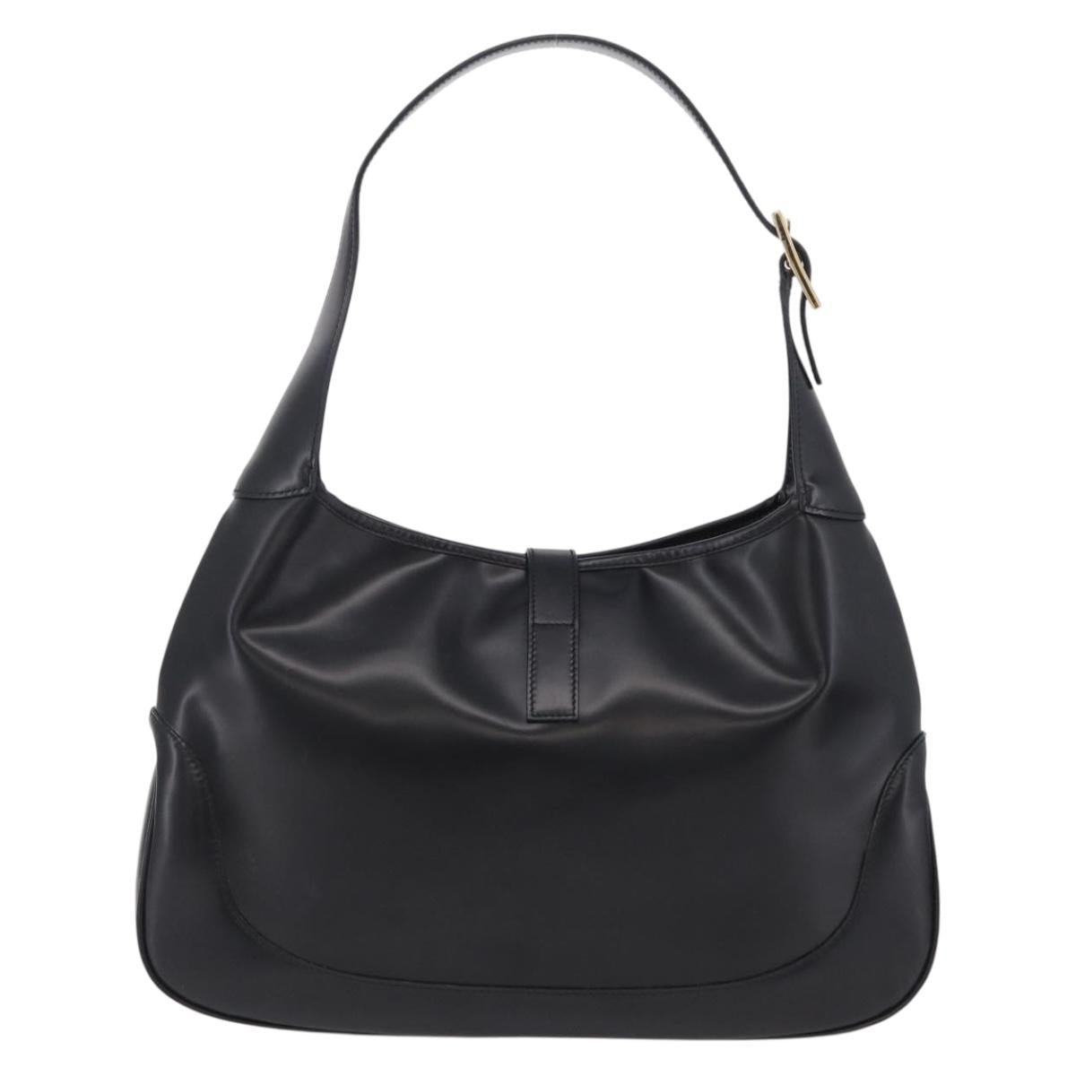 GUCCI Jackie Shoulder Bag Leather Black Gold 001 3306 2684 Auth 202492V