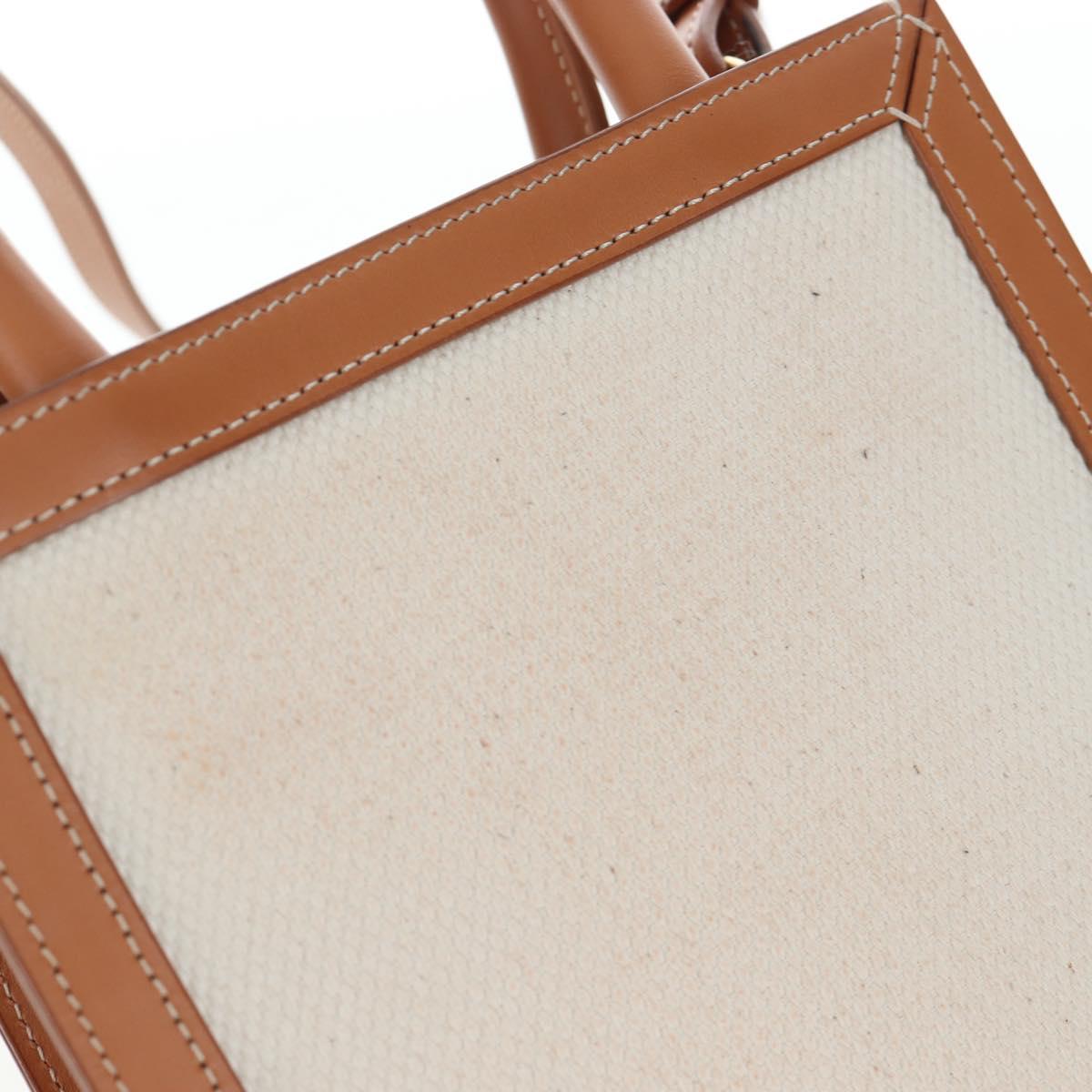 CELINE Vertical Mini Hand Bag Canvas 2way Beige Auth 202496M
