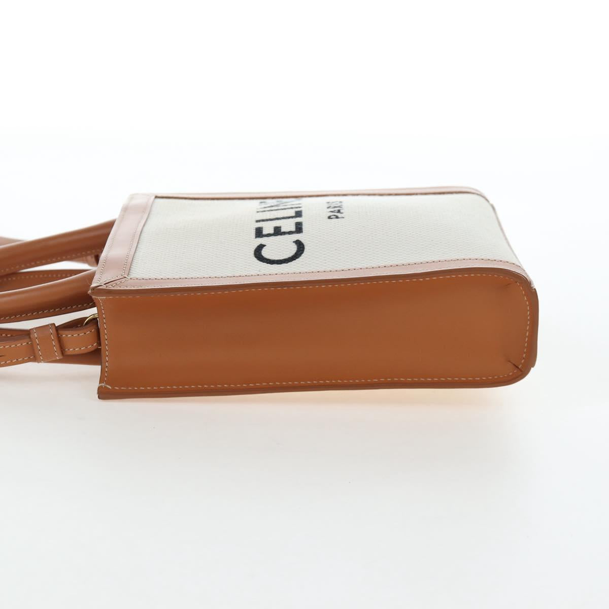 CELINE Vertical Mini Hand Bag Canvas 2way Beige Auth 202496M
