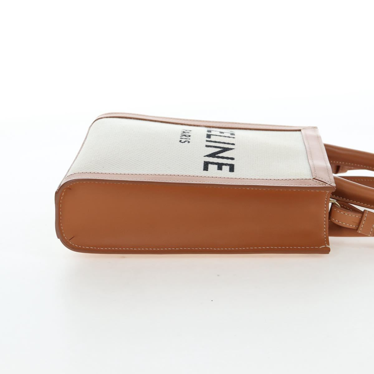 CELINE Vertical Mini Hand Bag Canvas 2way Beige Auth 202496M
