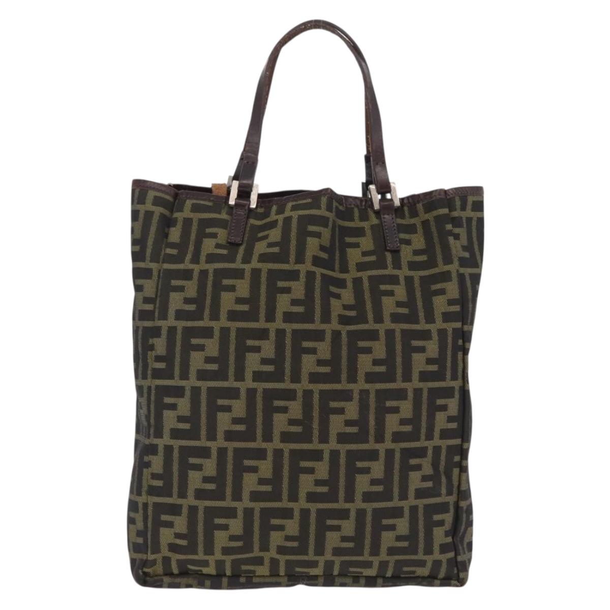FENDI Zucca Canvas Hand Bag Black Brown Auth 202501