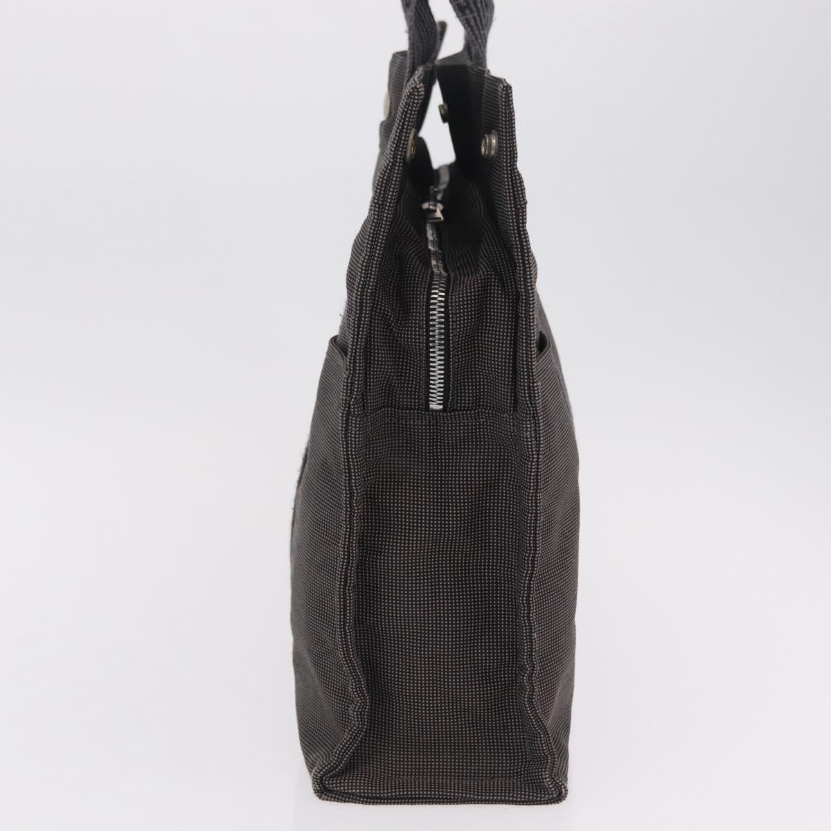 HERMES Her Line MM Hand Bag Canvas Gray Silver Auth 202502A