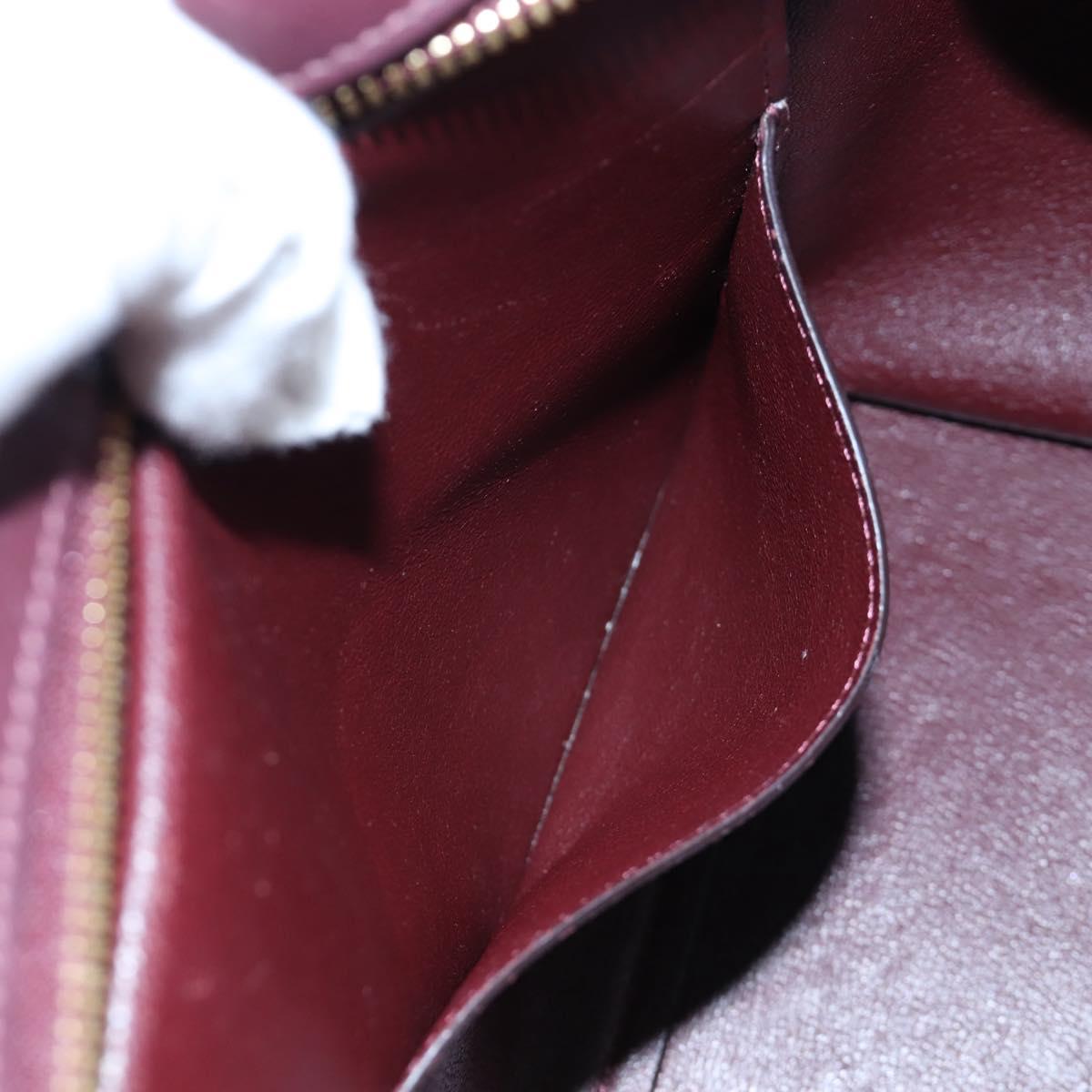 CELINE Trapeze Hand Bag Leather 2way Bordeaux Gold Auth 202503A
