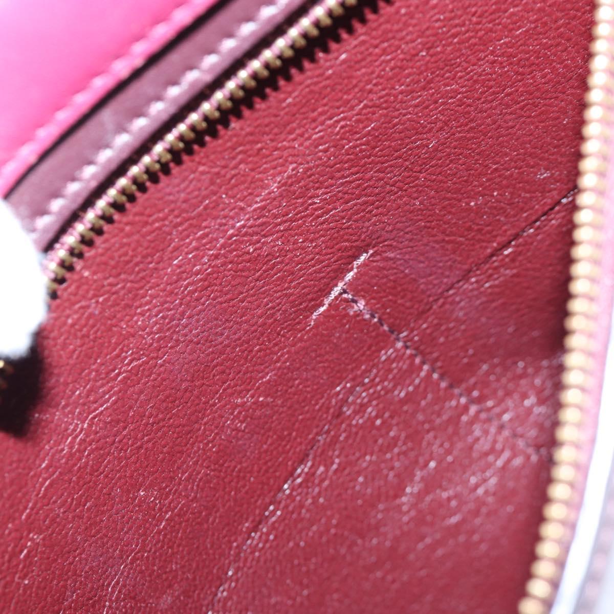 CELINE Trapeze Hand Bag Leather 2way Bordeaux Gold Auth 202503A