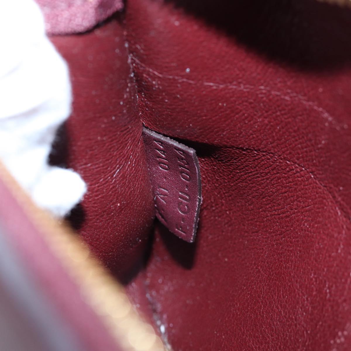 CELINE Trapeze Hand Bag Leather 2way Bordeaux Gold Auth 202503A