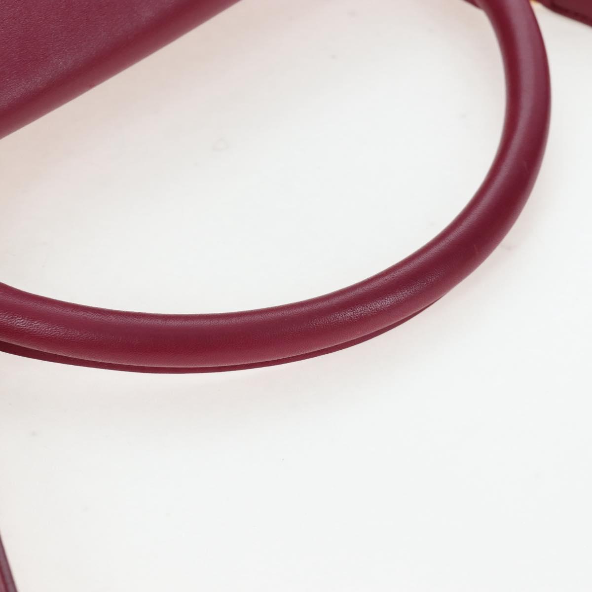 CELINE Trapeze Hand Bag Leather 2way Bordeaux Gold Auth 202503A