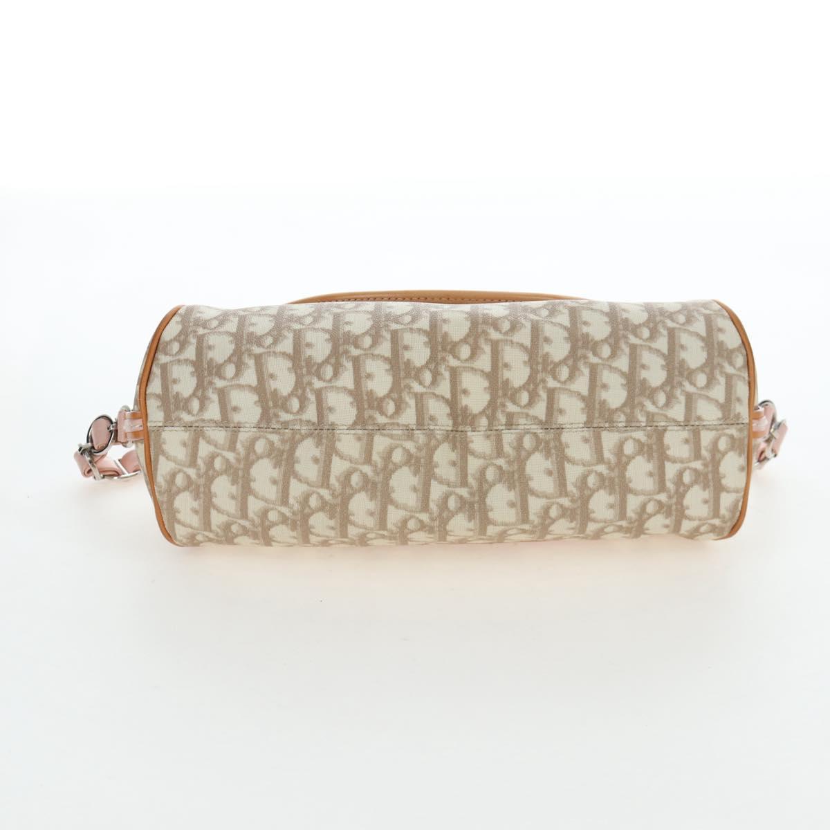 Christian Dior Trotter Canvas Romantic Chain Bag PVC Beige Silver Auth 202506SAM