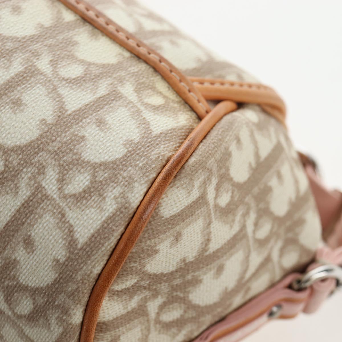Christian Dior Trotter Canvas Romantic Chain Bag PVC Beige Silver Auth 202506SAM