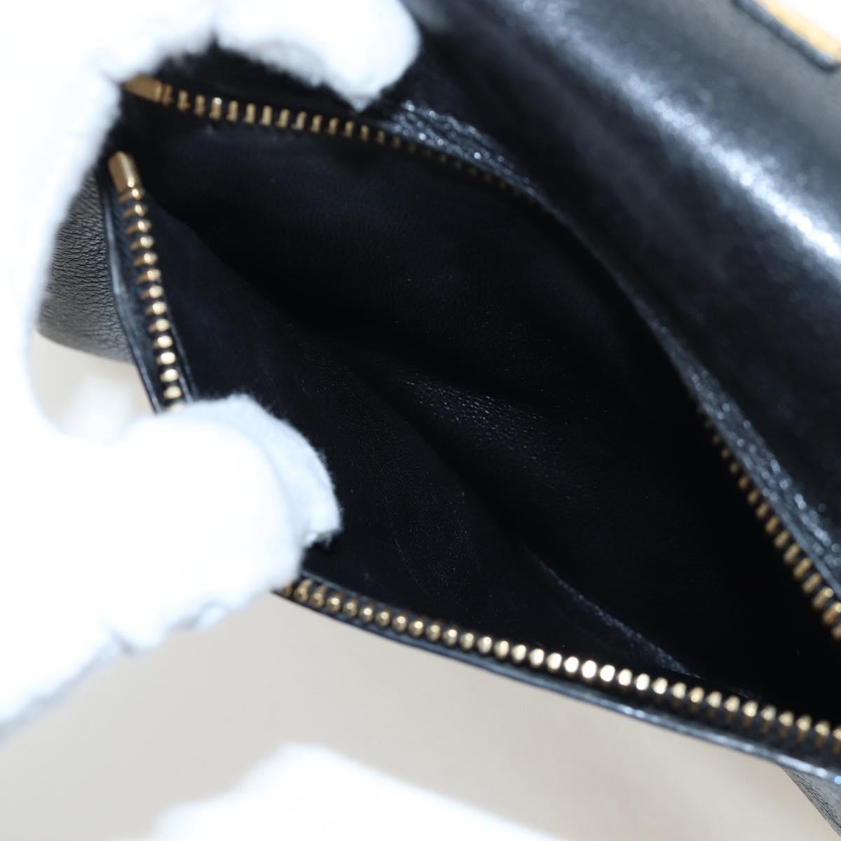 PRADA Chain Shoulder Bag Leather Black Gold Auth 202514M