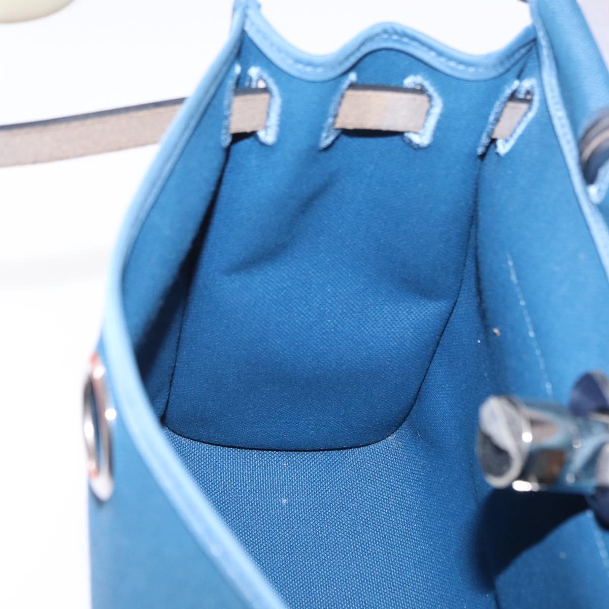 HERMES Herbag Zip PM Hand Bag Canvas Leather 2way Navy Silver Auth 202516SAM