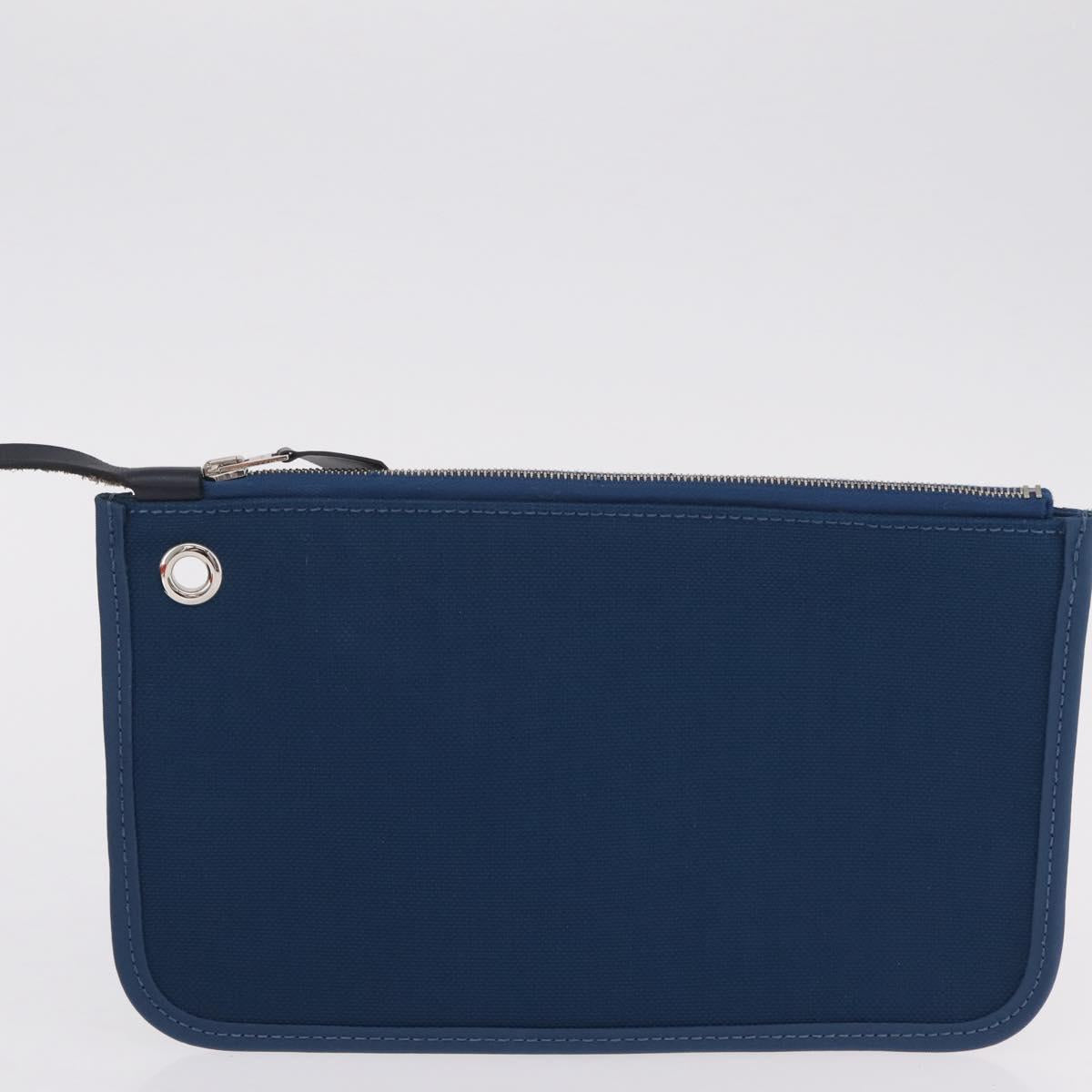 HERMES Herbag Zip PM Hand Bag Canvas Leather 2way Navy Silver Auth 202516SAM