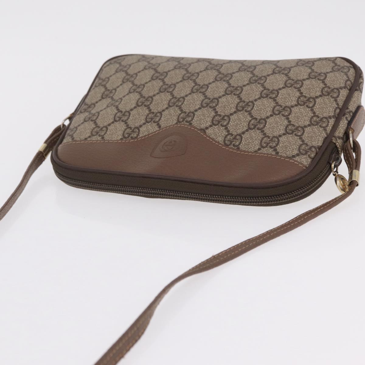 GUCCI GG Supreme Shoulder Bag PVC Beige Gold Auth 202517