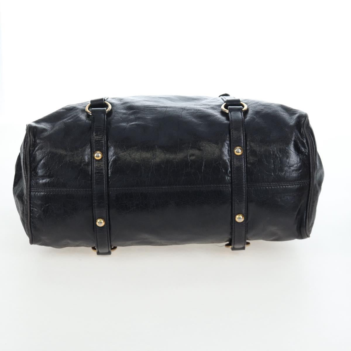 Miu Miu Hand Bag Vitellolux 2way Black Gold Auth 202521M