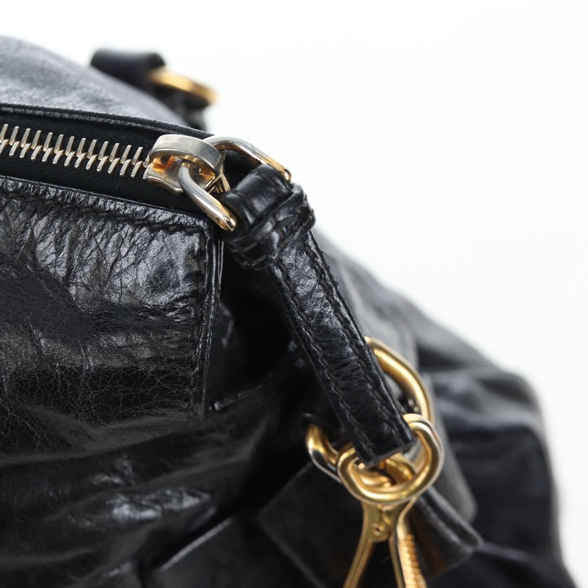 Miu Miu Hand Bag Vitellolux 2way Black Gold Auth 202521M