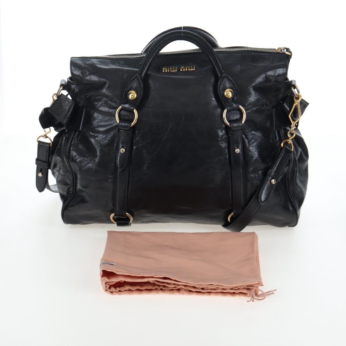 Miu Miu Hand Bag Vitellolux 2way Black Gold Auth 202521M