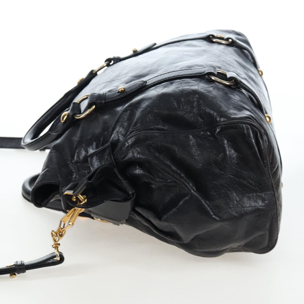 Miu Miu Hand Bag Vitellolux 2way Black Gold Auth 202521M
