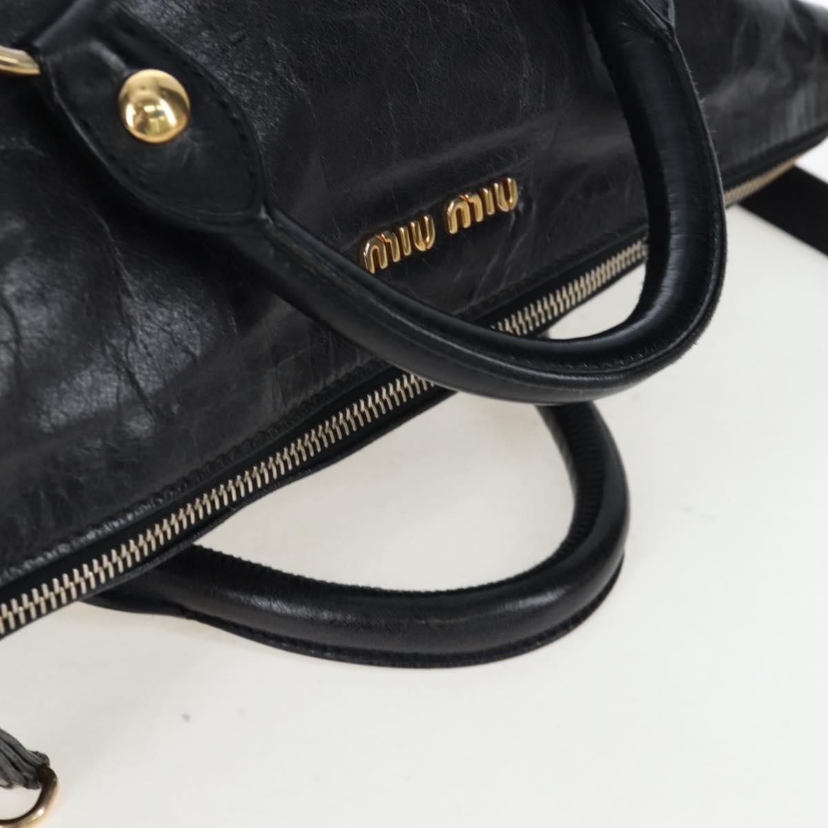 Miu Miu Hand Bag Vitellolux 2way Black Gold Auth 202521M