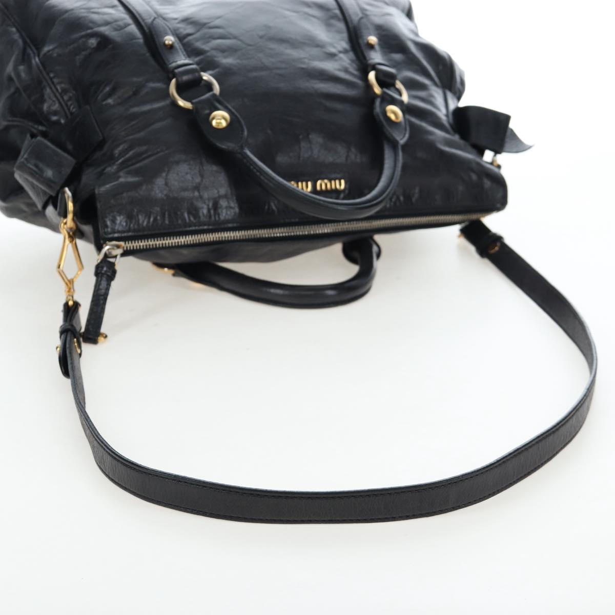 Miu Miu Hand Bag Vitellolux 2way Black Gold Auth 202521M