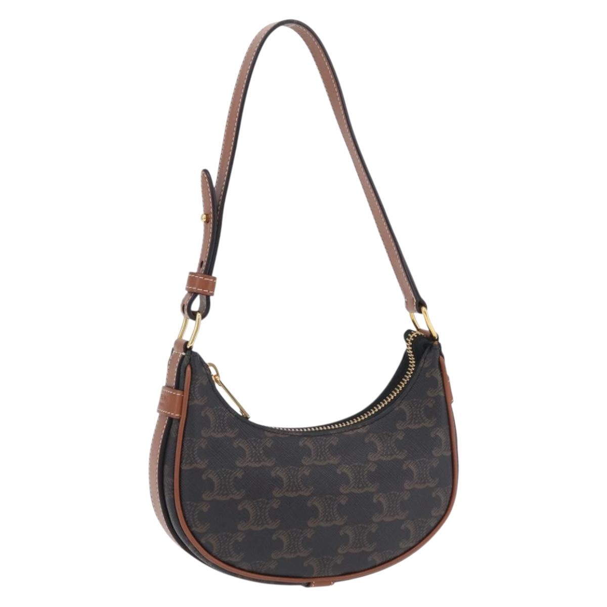 CELINE Triomphe Mini Ava Pouch PVC Black Gold Auth 202524M