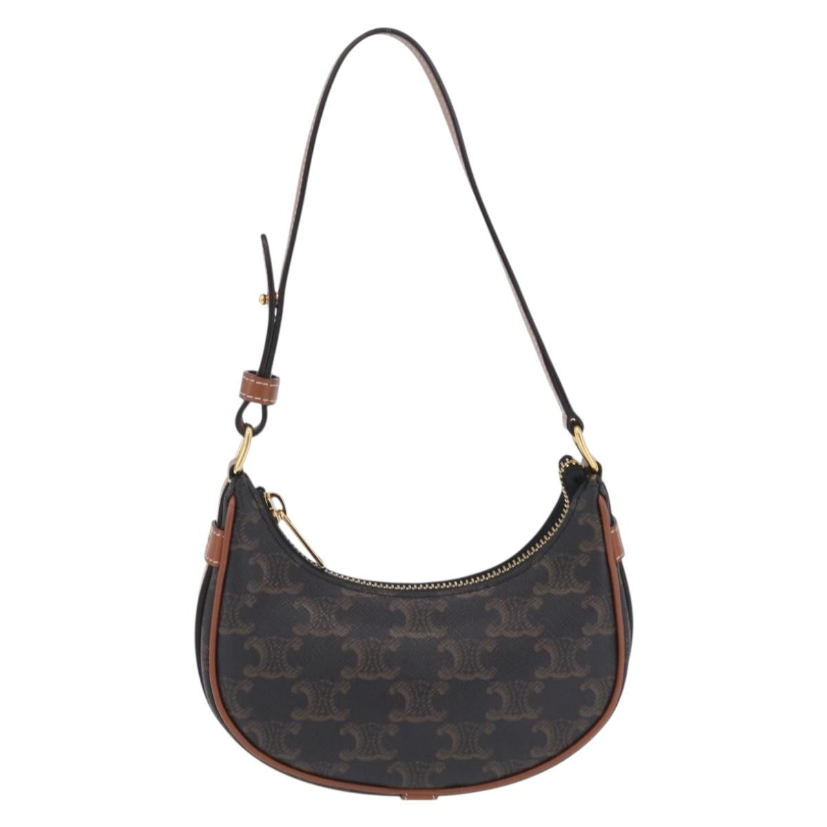 CELINE Triomphe Mini Ava Pouch PVC Black Gold Auth 202524M