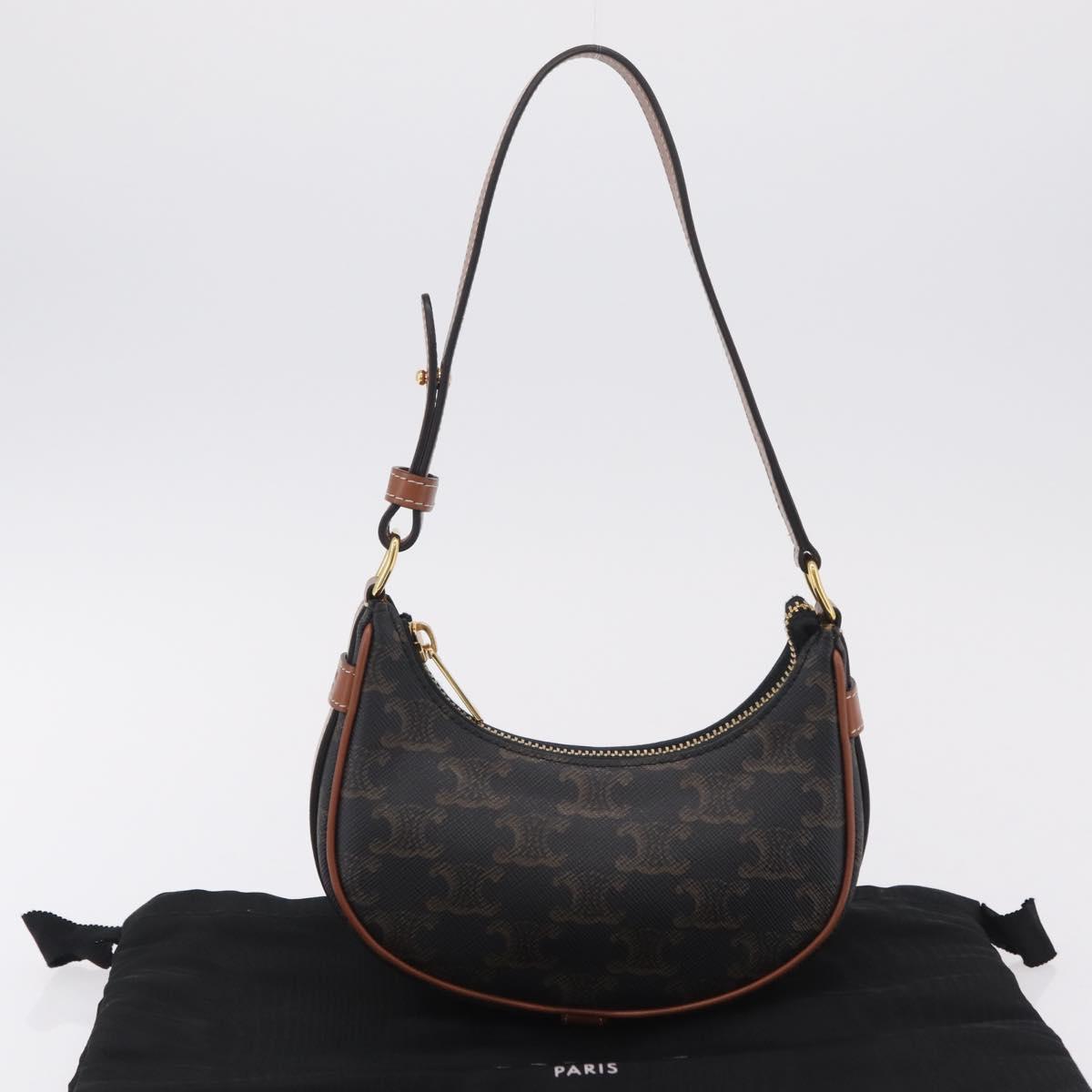 CELINE Triomphe Mini Ava Pouch PVC Black Gold Auth 202524M