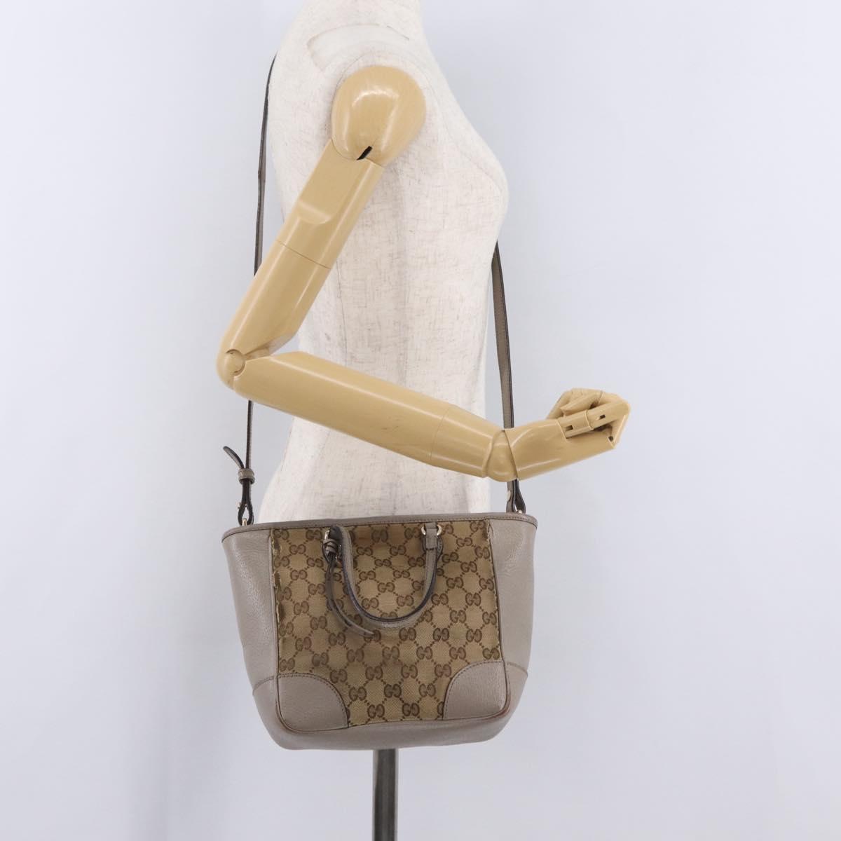 GUCCI GG Canvas Hand Bag 2way Beige Gold 353121 Auth 202533