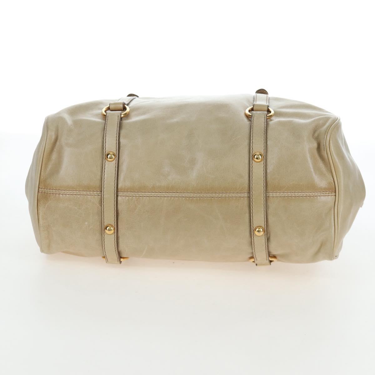 Miu Miu Hand Bag Vitellolux 2way Beige Gold Auth 202535M